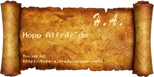 Hopp Alfréda névjegykártya